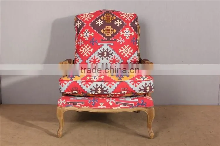 Living Room Furniture Wooden Cane Back Armchair with Footrest