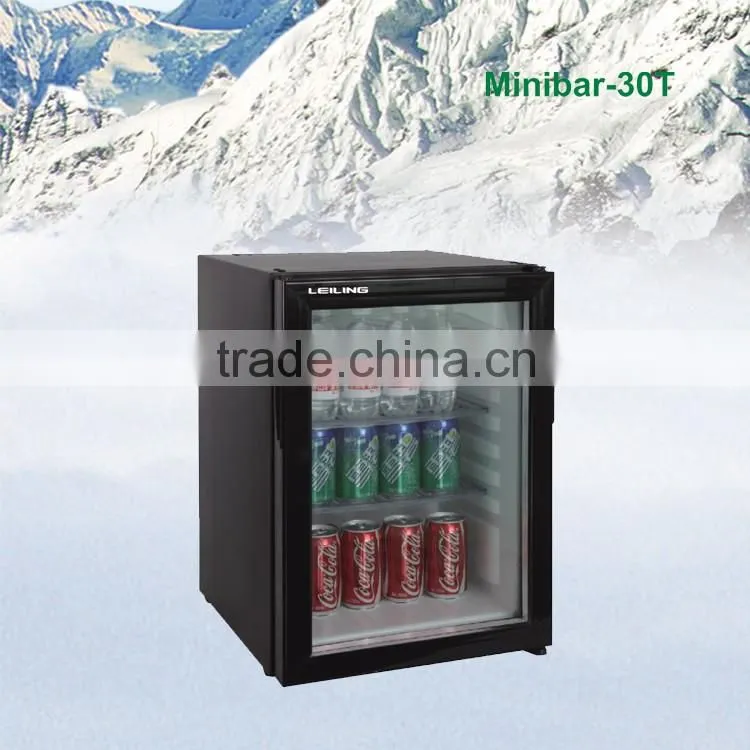 No Freon Absorption Glass Door Mini Bar Fridge 30 Liter