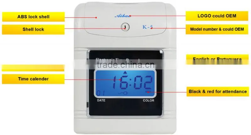 LCD display card punch time clock/card punch time clock machine