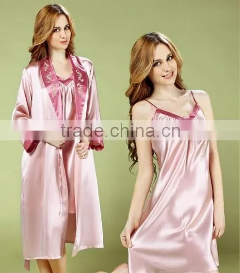 100%mulberry silk nightdress for lady, sexy lace embroider hemmed silk nightgown, soft and smooth silk lingerie