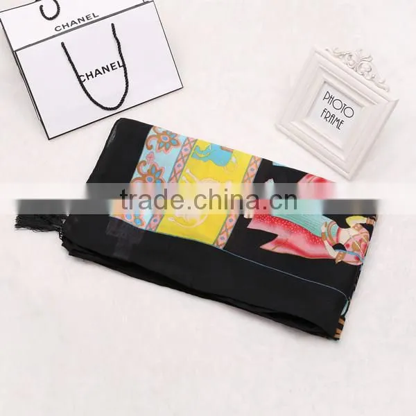 2015 New design Pure Plain Pink solid color lamb wool scarf with fringe