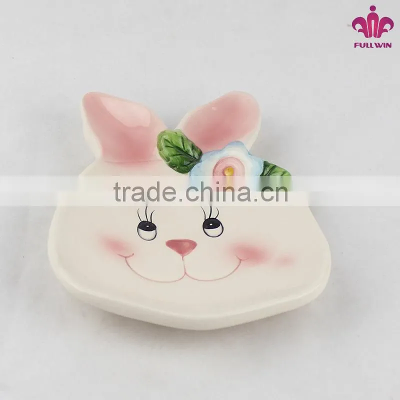 Candy ceramic plate with bunny design