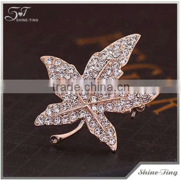 Korean Fashion Full of Diamond Maple Leaf Brooch Crystal Brooch130905-4