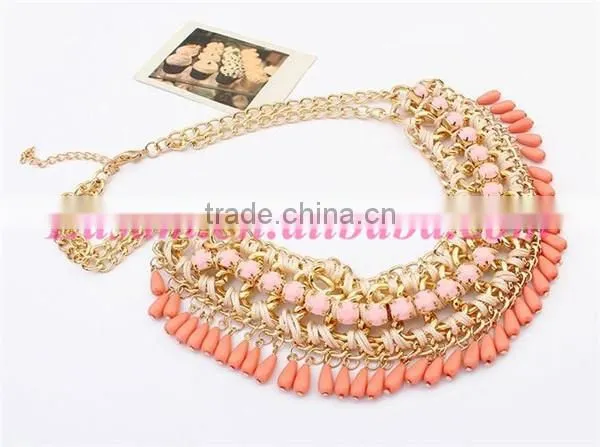 Fashion bohemia multi-layer tassel statement beaded necklace