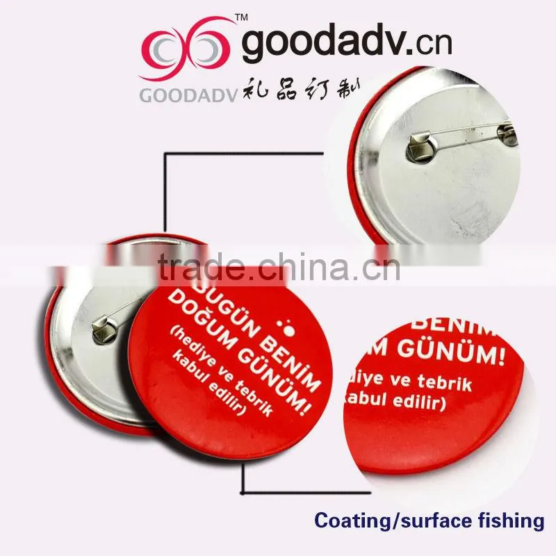 China factory supply company Logo cheap custom tin button badge with safety pin