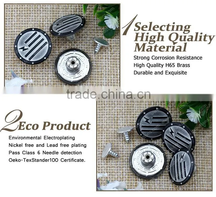 Lightning Cap Customized Button Silver Jeans Button for Denim Jeans