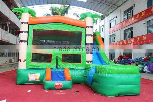 palm tree inflatable bouncy castle with water slide
