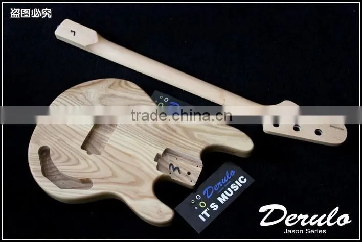 Diy High Quality Ash Wood Unfinished Electric Bass Guitar Kits 4 Strings