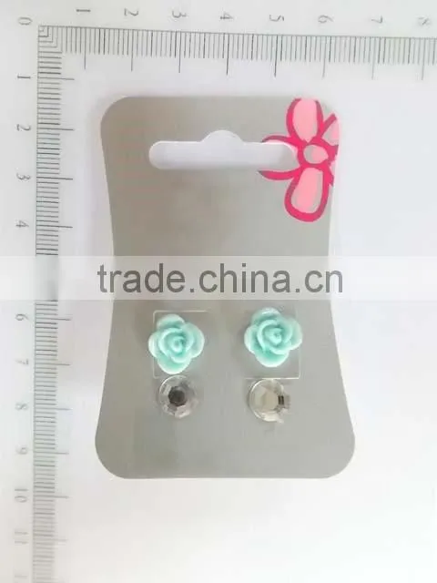 Lovely acrylic rose flower and hexagonal glass earring set for children