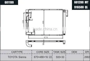 Full Aluminium radiator toyota Sienna DPI:2682