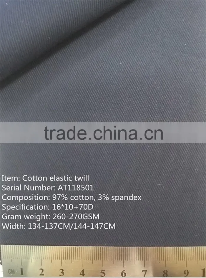 Cotton elastic twill AT118501 with 97% cotton 3% spandex