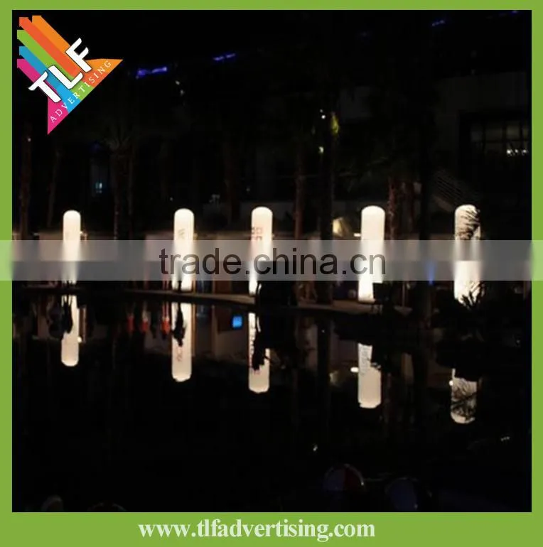 5m LED lighting Inflatable pillar with custom digital printing with rotatable base blower LED inflatable tube with rotate blower
