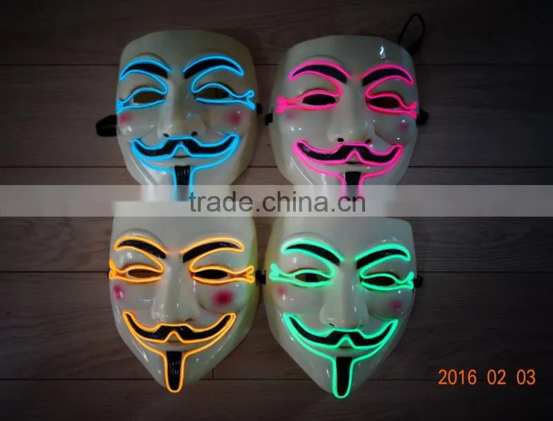 Hot Selling Party EL light Mask / EL WIRE V for Vendetta Mask