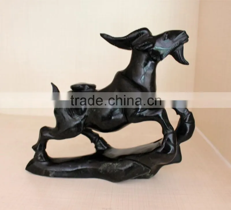 natural rock black obsidian crystal carving sheep