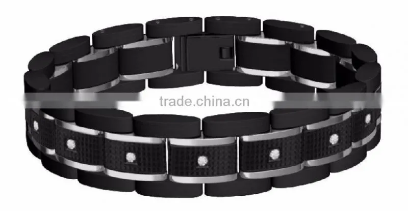 Top quality CZ & carbon fiber inlay stainless steel bracelet tungsten carbide mens bracelet