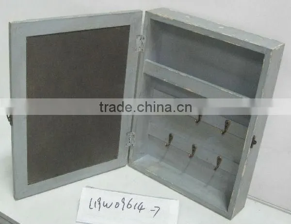 Vintage grey white Small wooden key box
