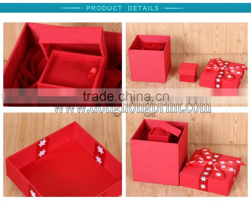 Different sizes of red nested luxury jewelry box