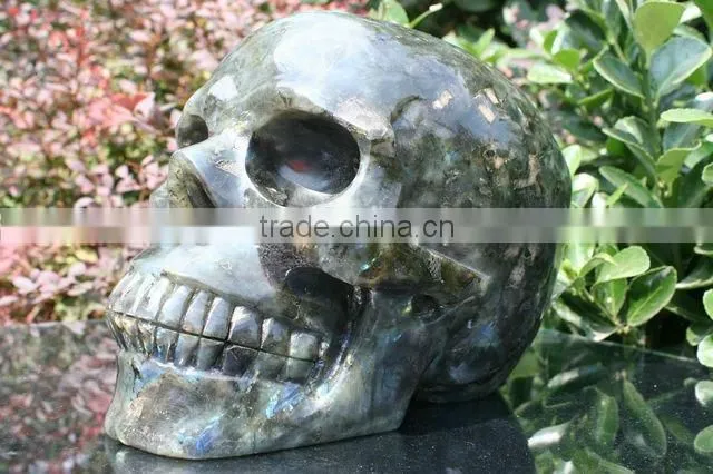 Amazing black obsidian carved crystal skull/black obsidian stone skull sculpture