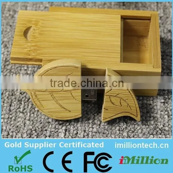 laser engraving logo wood usb flash drive leaf wooden usb 8gb