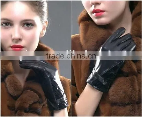 Sexy Black Leather Gloves For Ladies 2016 Hot Selling Leather Gloves For Ladies