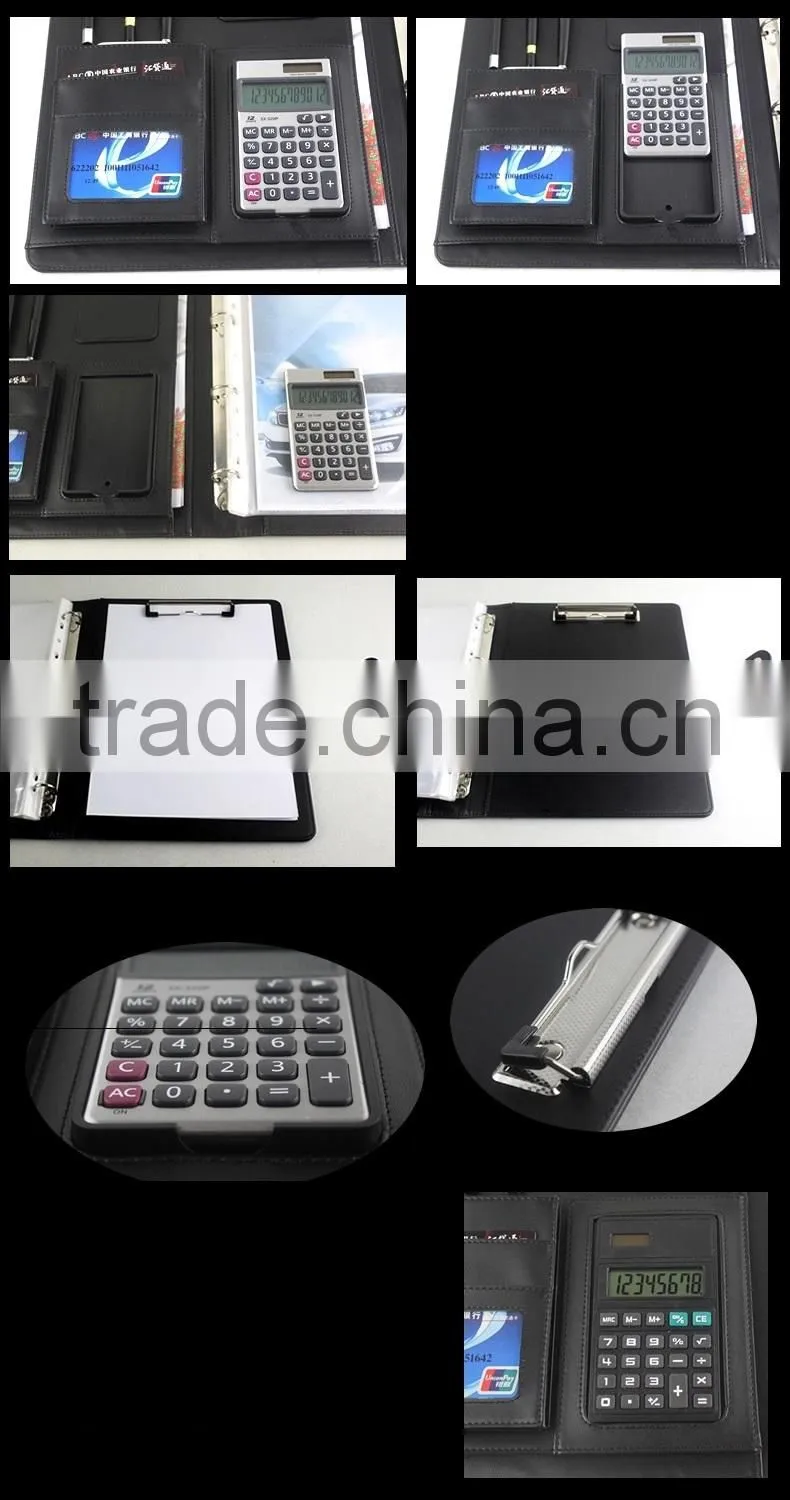 BWF- 14/15 black /brown leather multi-function manager portfolio&a4 pu leather portfolio folders&leather portfolio folder