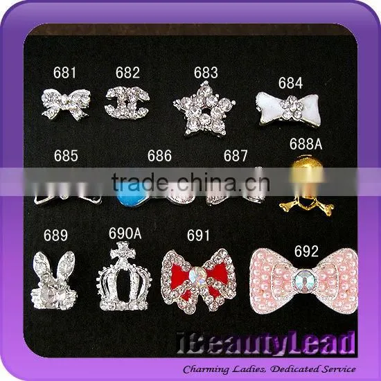 3D nail metal bows nail decoration with rhinestone art nail alloy