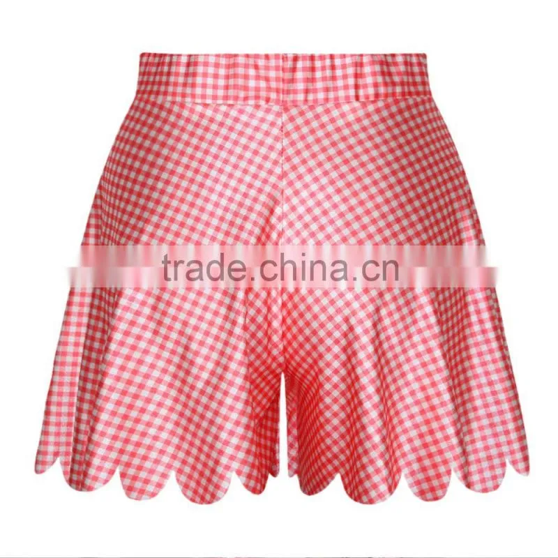 2015 Cargo Shorts Women Shorts Summer Printing Pink Plaids Pants Hot Shorts N14-51
