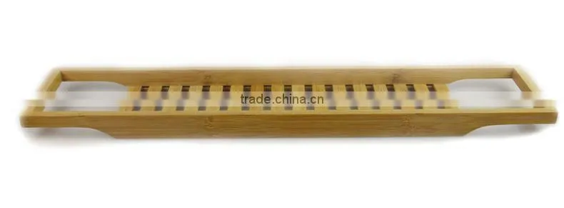 DT003/ Bamboo Bathtub Caddy with Extending Sides and Adjustable Book Bathroom Towel Clothes Holder Tray