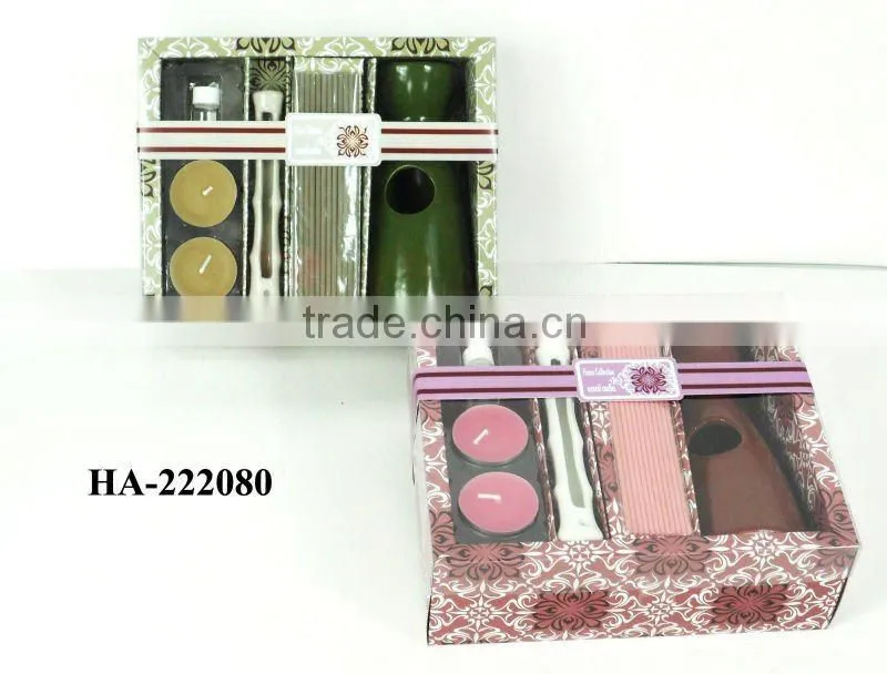 candles with holder and incense gift set