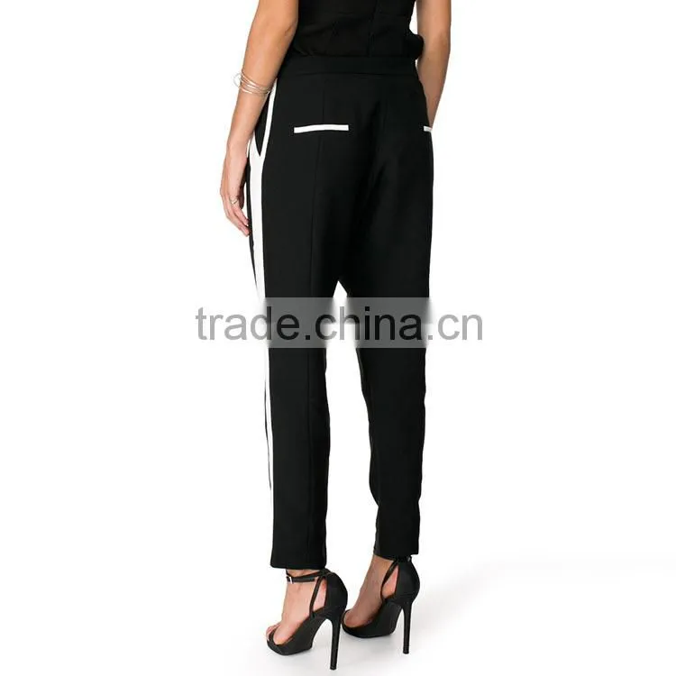 Hot sale new products new design contrast side stripes fashion tapered lady work pants