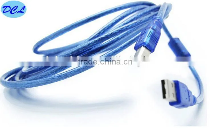 1M USB2.0 cable Male to B Male Transparent blue model