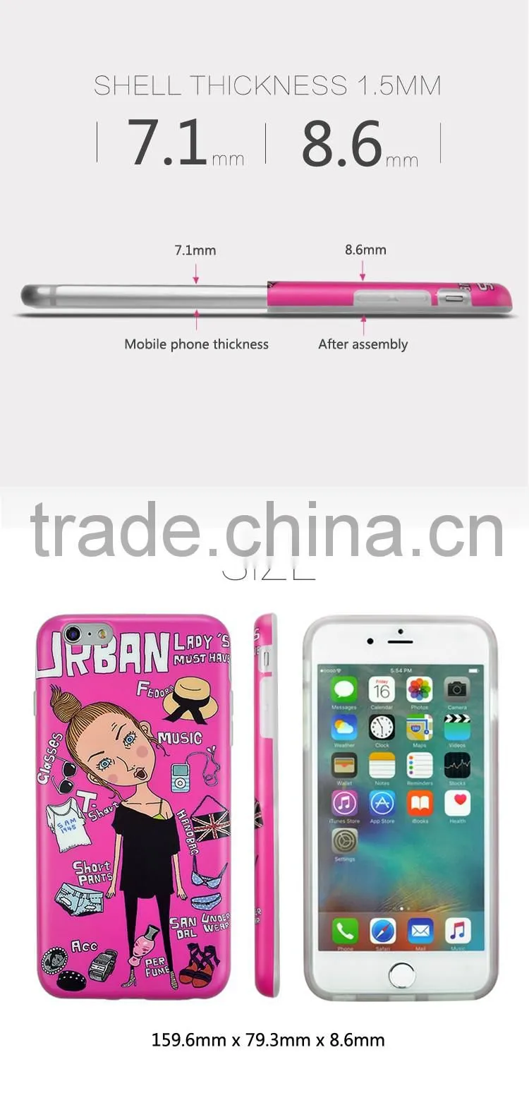 1.5mm Ultra Slim Carton TPU Phone Case for iPhone 6 Plus, Custom 3D IMD Printing Cell Phone Case for iPhone 7