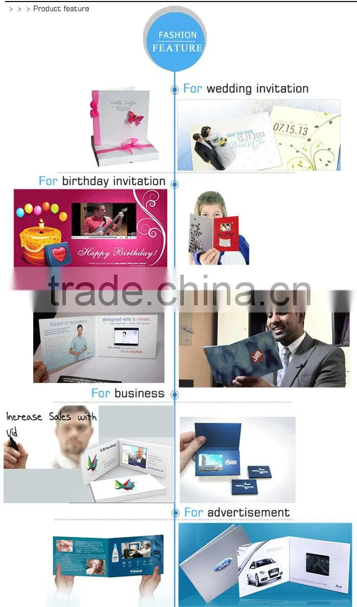 7 Inch USB Charging LCD Video Greeting Card Video Brochure with wifi