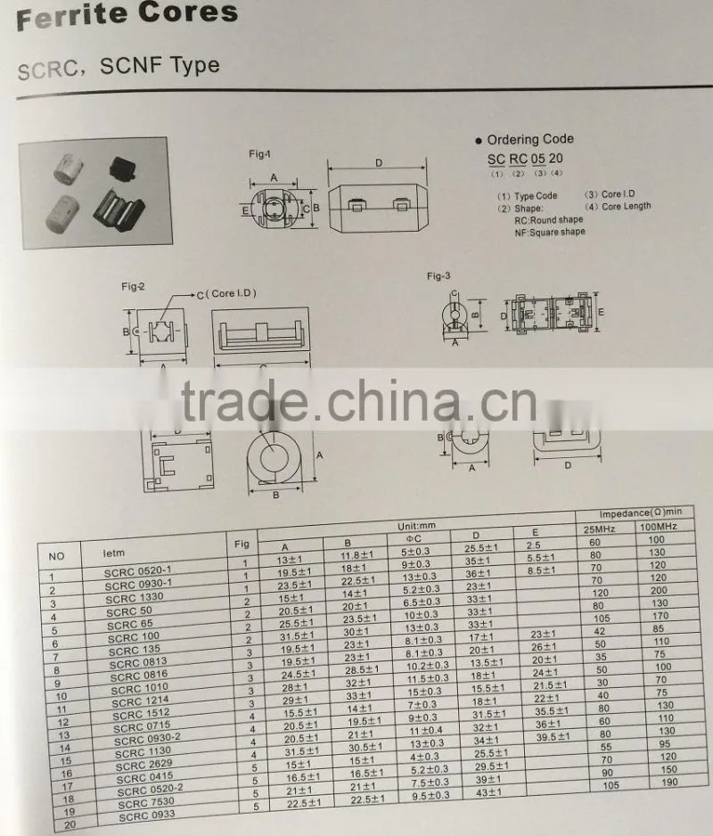 SCNF EMI soft ferrite core factory