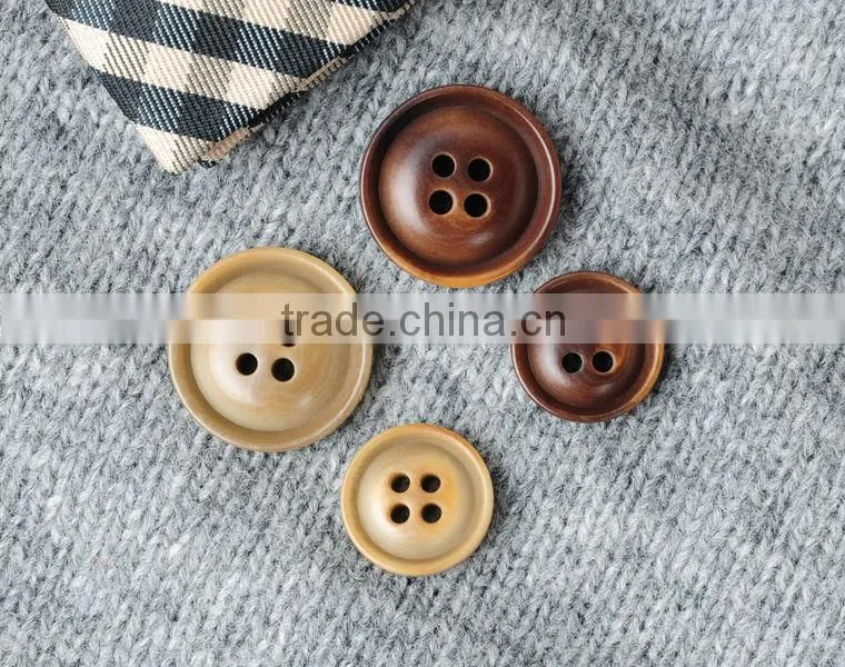 4 Holes 24L& 32L Beige & Brown Burnt Natural Corozo Nut Button for Men's Suit with Border