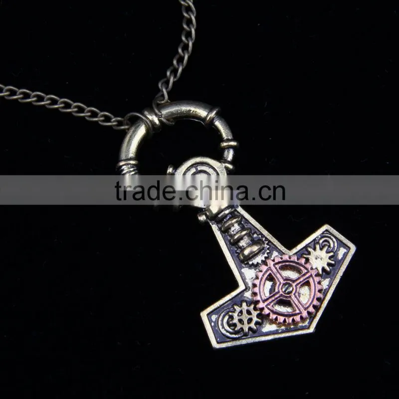 New arrival pop steampunk anchor chain statement necklace with gear wheel 2015 yiwu fashion jewelry hot sale