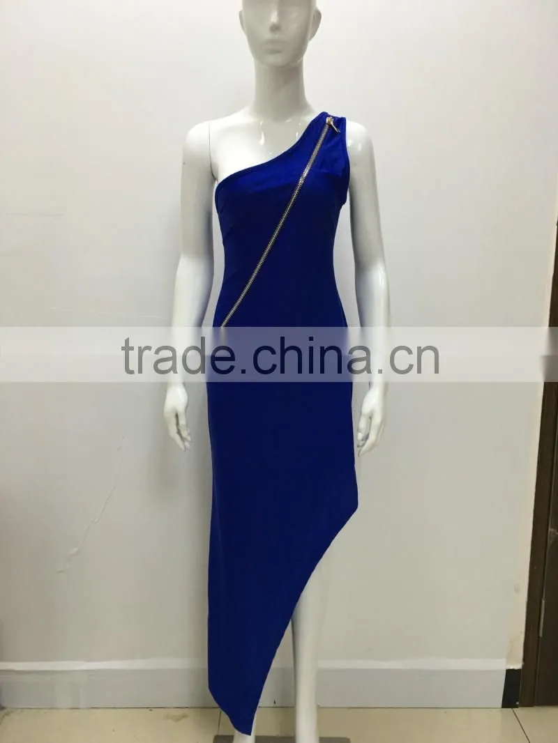 Bonvatt 2017 Latest Women Blue zipper Denim sexy Dress muslin denim one piece dress