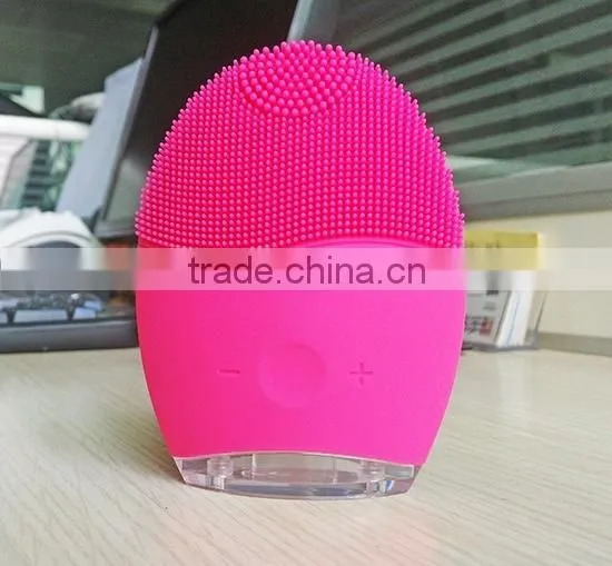 Rechargeable silicon face cleanser water-proof vibrating facial massager with red&blue light