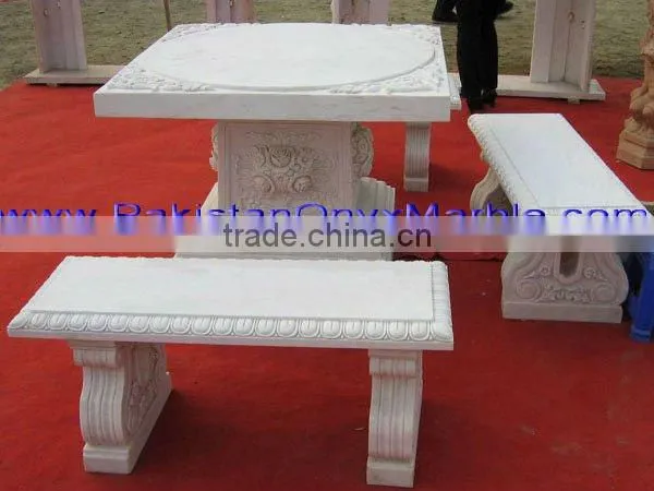 Outdoor garden marble bench
