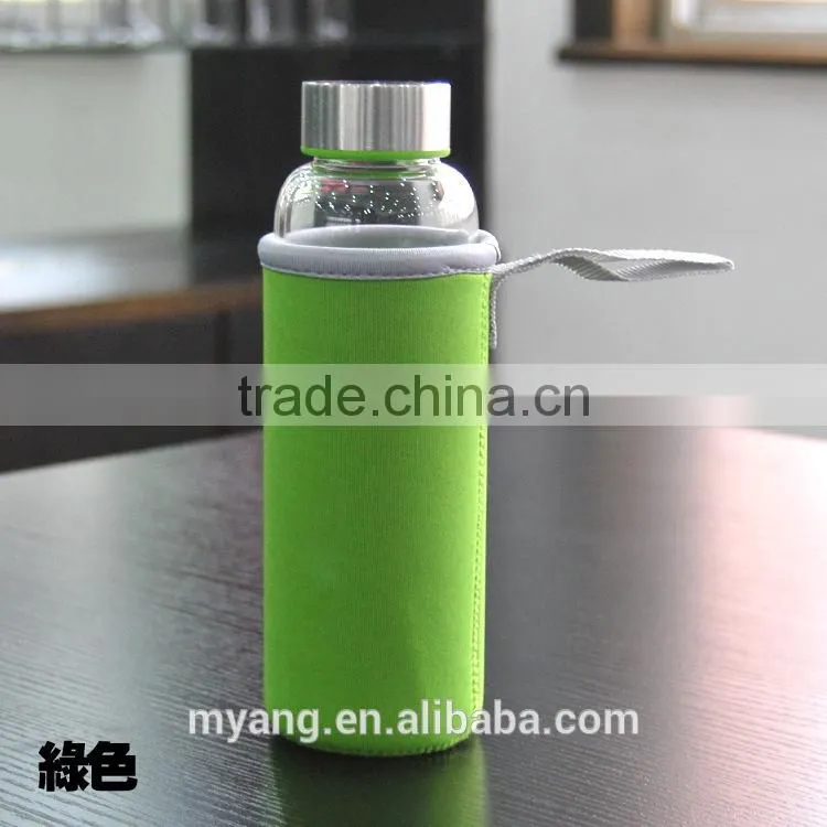 Promotional high Borosilicate BPA Free Heat-Resistant Sports Glass Water Bottle with bottle bag BPA FREE customerized