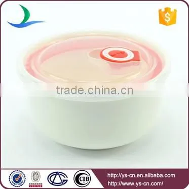 3pcs white porcelain ceramic microwave bowl set with lid