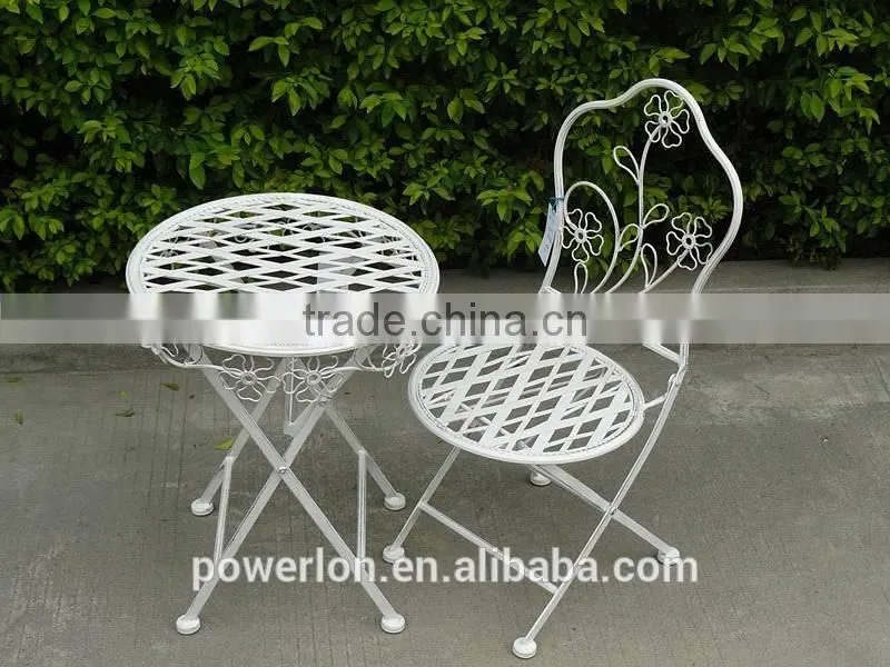 Dollhouse furniture Children Table with 2 Chairs Folding Garden Patio Set Creamy white