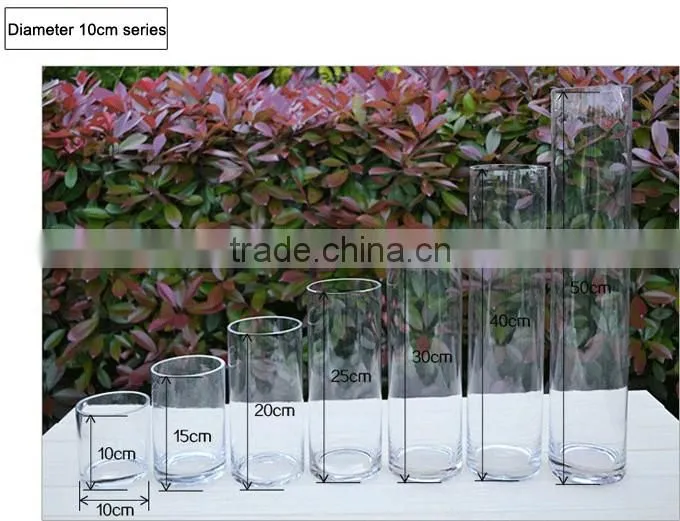 Cylindrical straight hydroponic glass containers transparent glass vase