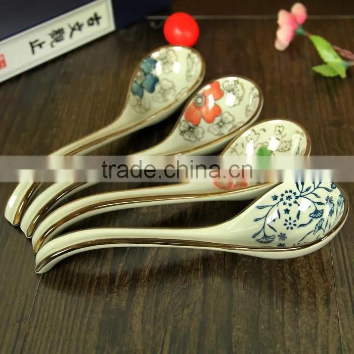 SP-1545 Haonai High quality ceramic spoon, ceramic soup spoon