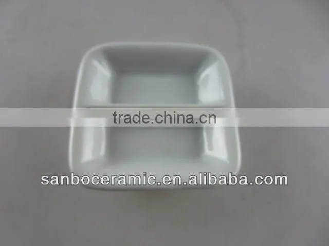 white porcelain square divided dish