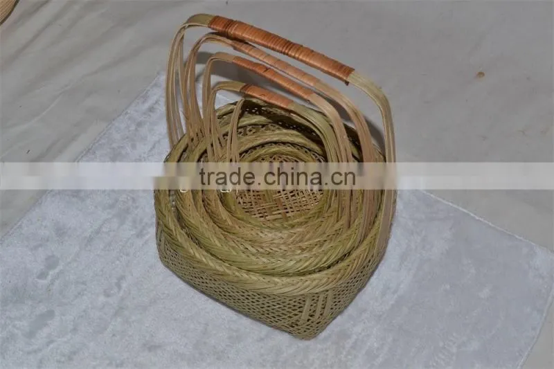 Wholesale Cheap Bamboo Basket With Handle Woven Basket