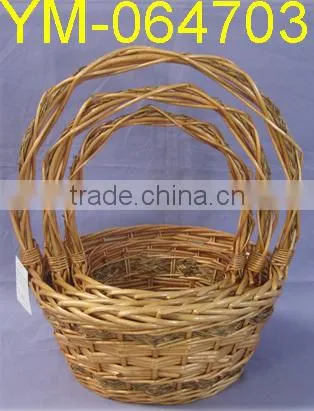 woven basket with handles used for storage