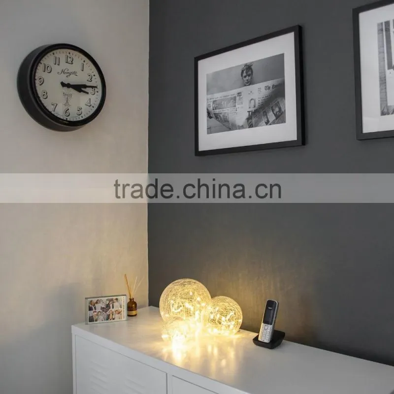 Set of 3 Battery Operated Crackled Glass Warm White Christmas LED Fairy Light Balls