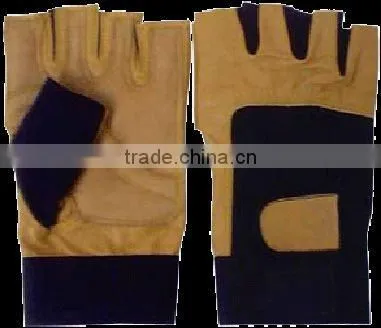 Half Finger Pig Skin leather Weight Lifting Glove