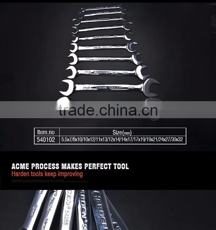 Professional 10PCS Double OPEN-END CRV Ratchet Spanner Set